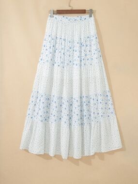 Light Blue Floral Maxi Skirt
